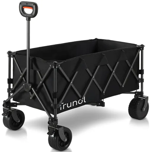 TRUNDL 180L XL Electric Folding Pull Cart, Powerful Easy Hill Climbing, All-terrain Wheels, Wagon for Beach Camping Shopping, Black