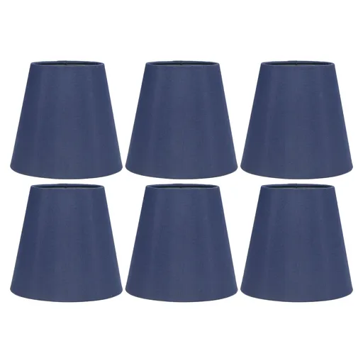6PCS Fabric Lampshade Modern Simple Good Light Transmission Table Lamp Shade for E14 Bulb Miniature Bulb for Ceiling Lamp A3 02 Dark Blue
