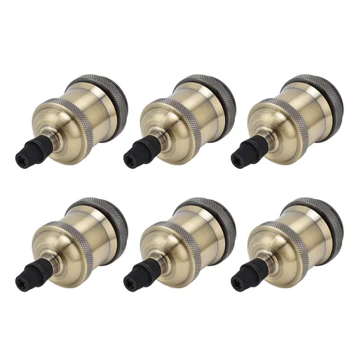 6 Pcs Lamp Holder Metal E26 E27 Screw Retro Lighting Base Accessories with Ground Aluminum ShellBlue Bronze