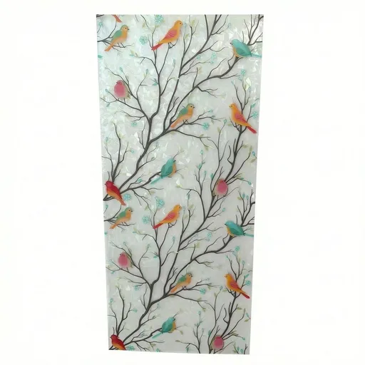 Stained Glass Opaque Non-Adhesive Frosted Bird Coverings Removable for Bathroom Shower Door Frosted