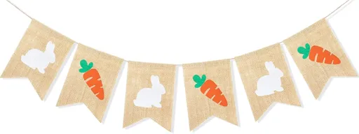 Easter Bunny Carrot Banner Garland Happy Easter Day Decorations for Mantle Fireplace Spring Themed Baby Shower Birthday Party Supplies