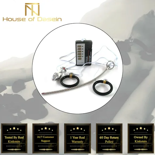 House Of Dasein Black Cock Ring Anal Plug Urethral Sound Electric Electro Sex Stimulation Play - Black