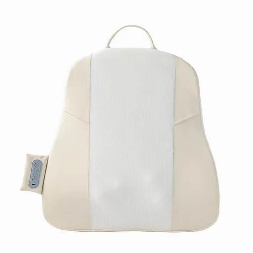 Beige Slim Wireless Shiatsu Back Massager Cushion - Rechargeable Heated Massage Pad for Full Back Relief