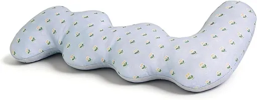 Long Rectangular Leg Pillow for Side Sleeping, Breathable Summer Cushion with Removable Washable Cover, Slim Lightweight Support Pillow for Bed Sofa Couch Travel Use - Blue - Size 100cm