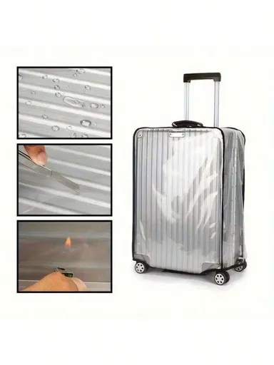 Heavy Duty High Quality PVC Luggage Cover Transparent Design Telescopic Handle Cover Scratch Resistant Luggage Protector For Travel Suitable For 28 Inches Dust Impact Protection