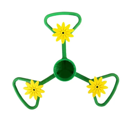 3 Pack Outdoor Bird Water Feeder Attachment (Green with small yellow flowers) with 3 Water Outlets, Detachable Garden Bird Drinking Station, Reusable Bottle Connector for Backyard Patio Garden Bird Care