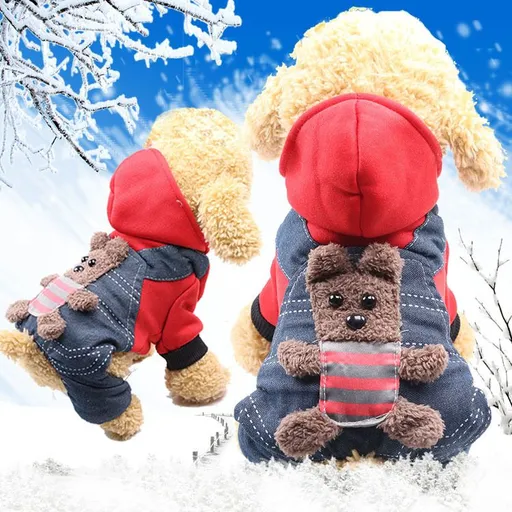 shine Pet Four Legged Clothing Polyester Cotton Four legs thick back strap bear red M back length 30cm