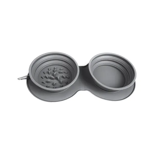 Dog Bowls, Foldable Silicone pet Travel Feeder, Choking and Spitting Proof, 2 Combination Dog and cat Food Bowls