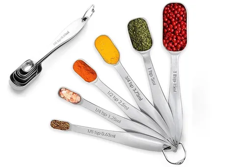 6Pcs Stainless Steel Measuring Cups & Spoons Set