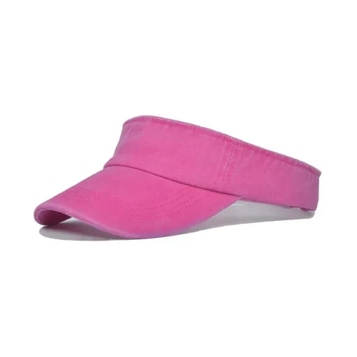 Unisex Summer Denim Sun Visor Cap Breathable Washed Running Hat - Rose-Red