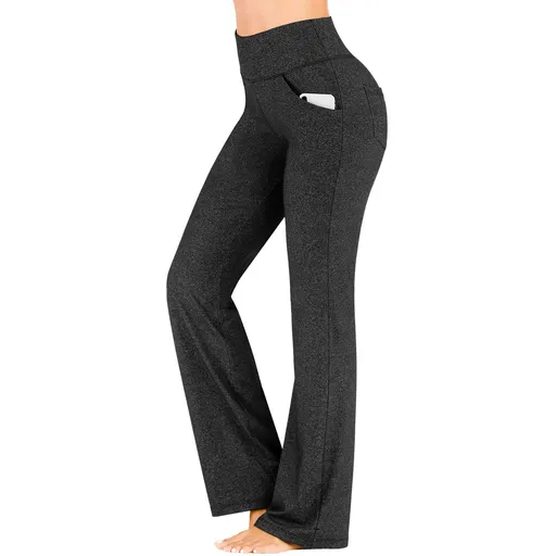 Women's High Waist Yoga Leggings with Pockets Workout Fitness Pants Stretch Casual Sports Trousers - Black 3XL