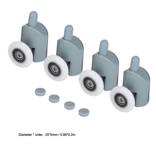 Plastic Glass Bearing Rollers, 4Pcs Shower Sliding Door Wheels for Sliding Door Pulley Wheels Runner Shower Cabin(Single Wheel)