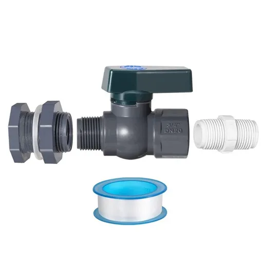 Rain Barrel Spigot Kit, Bulkhead Fitting with 3/4in Garden Hose Faucet Adapter,Watertight Diverter Valve Set for Rainwater Collection Tanks and Aquariums,Grey