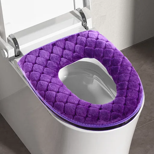 Winter Heated Plush Toilet Seat, Soft Toilet Seat Cushion, Washable and Comfortable Toilet Seat Cover Pads, Reusable Thicker Warmer Cover Pads, Convenient Installation Brown
