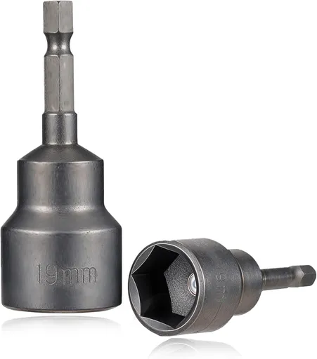 2 Pack RV Scissor Jack Socket, Camper Travel Trailer Jack Drill Adapter, 19mm Hex Drive, 1/4 Inch Hex Shank