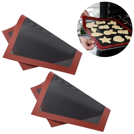 2 pcs Non Stick Baking Pan Glass Fiber Oven Mat Cake Mat Silicone Baking Pad Baking Pastry Tools