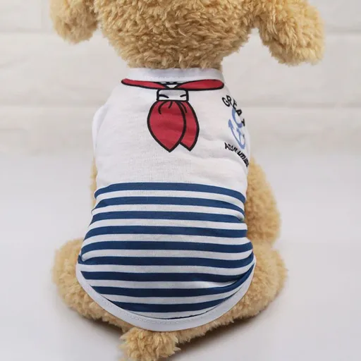 Shine Cotton Dog Vest Small Medium Pet Summer Navy Stripe Vest Blue XS (bust 30cm back length 20cm)