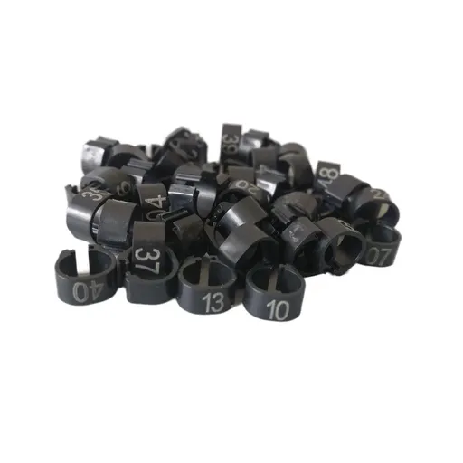 100X 001-100 Digital Numbered Bird Leg Band Rings Clip For Pigeon Parrot Poultry - Black