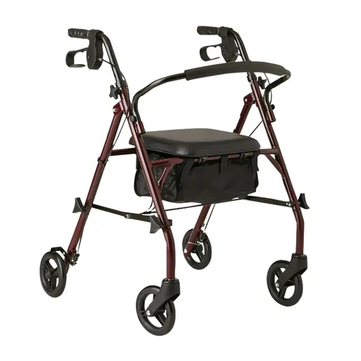 Orthonica Foldable Steel Frame 4-Wheel Rollator Walker, Height Adjustable Handles & Brakes, Seniors Mobility Aid