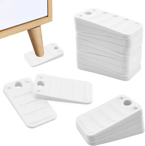 24 Pcs White Furniture Leveling Shims - Non-Slip Plastic Wedges, Adjustable Gap Fillers for Toilet, Uneven Floors, Tables, Doors, Cabinets