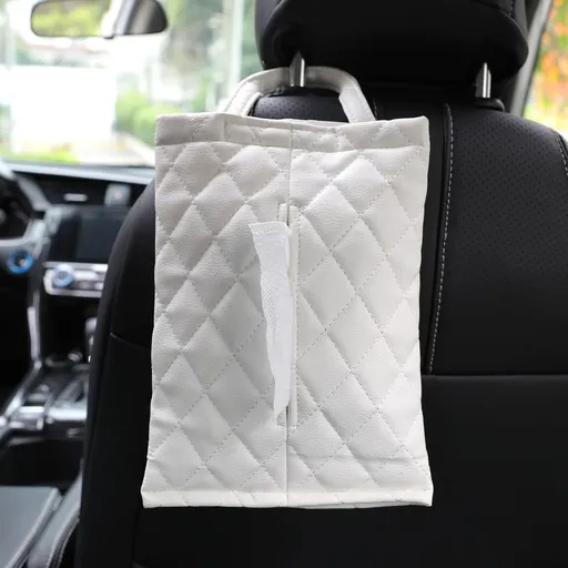 Car Tissue Holder Leather Hanging White 34.5 x 18.3 cm