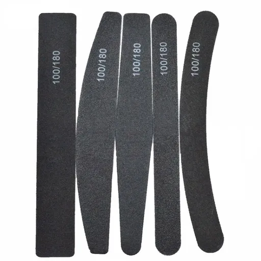 5pcs double-sided nail files 100/180 grit, black