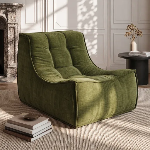 Artiss Floor Sofa Armless Chenille No Assembly Removable Cover Green