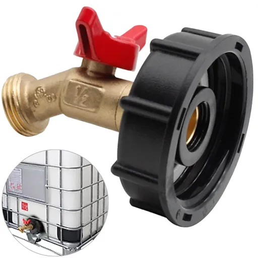 275-330 Gallon IBC Tote Water Tank Adapter 2 Free Brass Hose Faucet Water