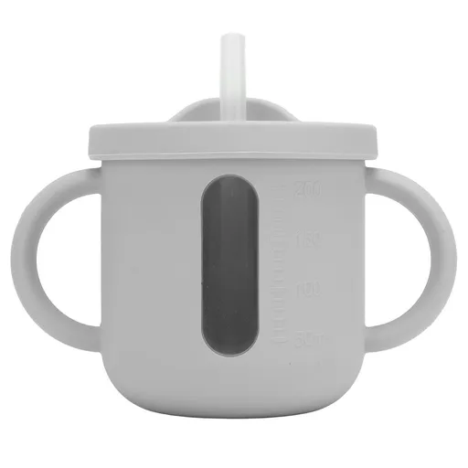 Silicone Sippy Cups Double Handles Lightweight Toddler Training Cup with Tight Leakproof Cover for Home Travelling Grey