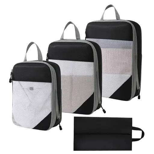 Compression Packing Cubes for Travel,4 Set Travel Packing Cubes for Suitcases,Compression Suitcases Organizers Bag Set for Travel