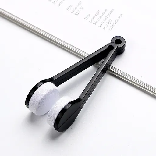 10 Pcs Black Portable Eyeglass Cleaning Clip - Dual-Sided Microfiber Tongs for Safe, Streak-Free Lens Care