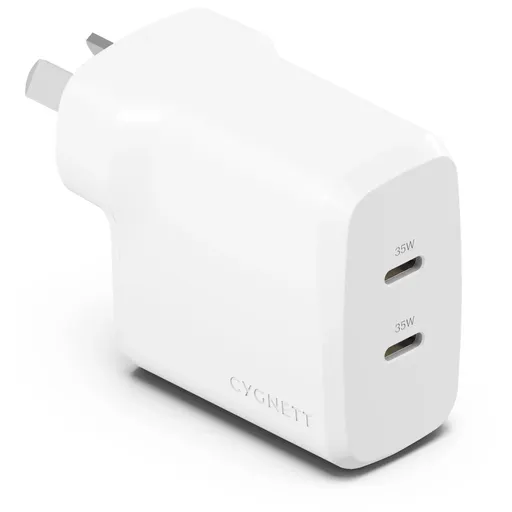 Cygnett PowerPlus 35W Dual Port USB-C Wall Charger - White