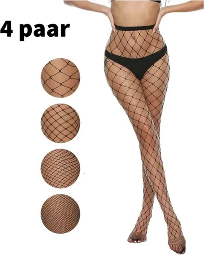 4-Piece Black Fishnet Tights - UNISIZE | Sexy Firm Herringbone Tights | Fishnet Tights | Fishnet Tights