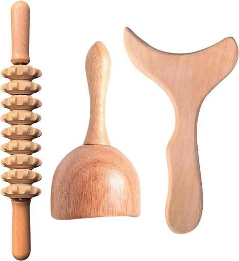 3-in-1 Wood Therapy Massage Tool Kit for Maderoterapia and Lymphatic Drainage
