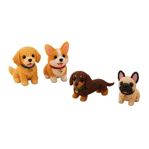 DIY 3D Animal Bead Craft Kit for Adults & Teens, Handmade 2.36 Inch Dog Figurine, Colorful Beads & Instructions, Relaxing Art Project for Desk Decor