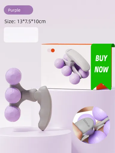 Purple Portable 6-Wheel Massage Roller – Quiet, Compact Muscle Relief Tool for Neck, Back, Legs & Shoulders