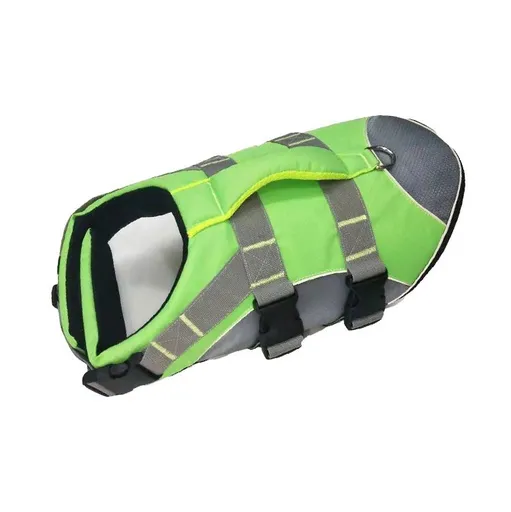Dog Life Jacket Pet Swim Vest with Rescue Handle Reflective Strips Adjustable Quick Release Buckle for Beach River Lake Boating and Water Play Safety (2M, Green)
