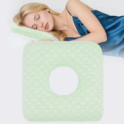 Cooling Ear Pillow for Side Sleepers, Ideal for Ear Pain Relief & All-Night Comfort (Light Green)