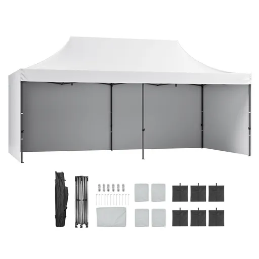 Pop Up Canopy Tent Outdoor Gazebo Tent 10x20FT with Sidewalls & Bag White
