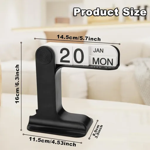 Flip Perpetual Calendar, Desk Calendar Standing Flip, Daily Perpetual Desktop Calendar with Large Display, Modern Farmhouse Vintage Office Desk Accessory for Home Office Decor, Reusable Yearly (Black)
