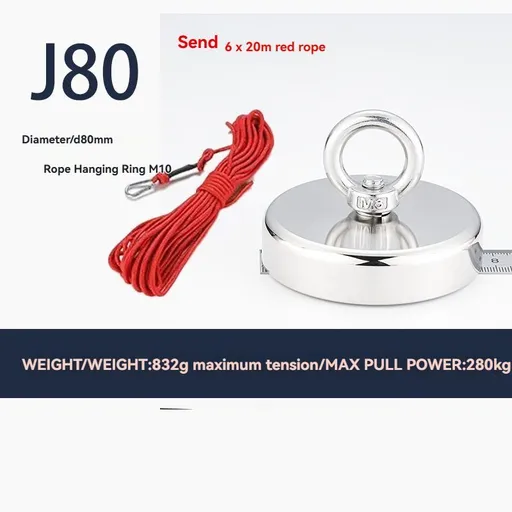 neodymium fishing magnet, N52 magnet, magnet fishing kit, deep sea magnet, river magnet fishing, Sera Phina magnet, strong magnet for fishing, Australian magnet fishing gear - Silver - Size J80-20R