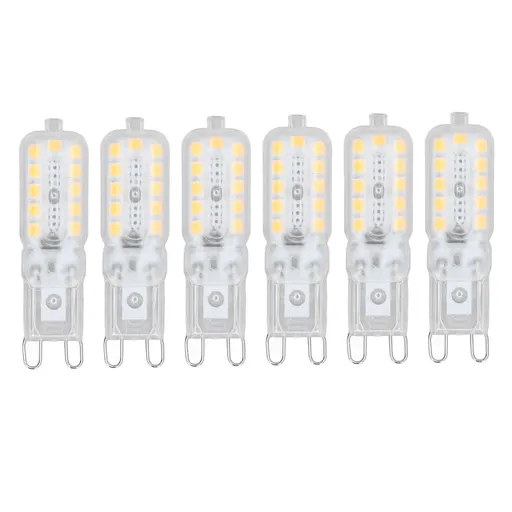 6pcs G9 LED Bulb 5W Transparent Cover 22LED Dimmable G9 Light Bulb for Ceiling Light Wall Light Table Light Natural White 110-140V
