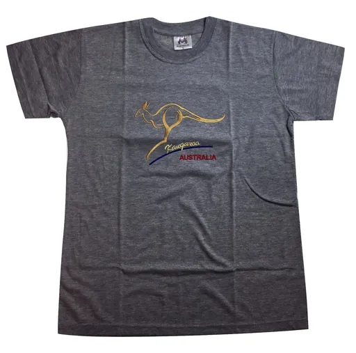 Adult Australian Kangaroo T Shirt Australia Day 100% Cotton Souvenir Tee Top - Grey - S