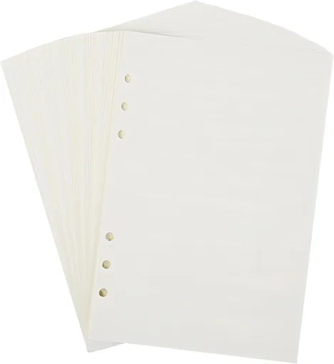 Notebook Refill A5 - Ring Binder Paper 6 Holes - Agenda Refill - Bullet Journal Paper - Refillable Notepad - Writing Paper - Planner Inserts - Office Supplies - School Supplies - Blank Sketch Paper -No Lines - White - 5 Pieces