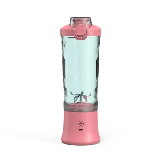 Pink Portable Blender 600ml Personal Smoothie Maker USB Rechargeable Juicer Cup with 6 Stainless Steel Blades 4000mAh Battery for Gym Travel and Camping