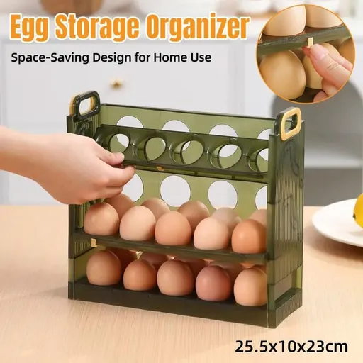 Fridge Egg Tray Multi-Layer Storage Box 30 Egg Capacity Durable Plastic White