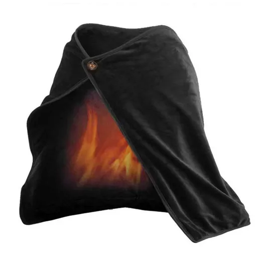 USB Heated Warm Fleece Shawl & Wrap Intelligent Electric Heating Blanket for Home，Blanket Heating Blanket, Winter Electric Black