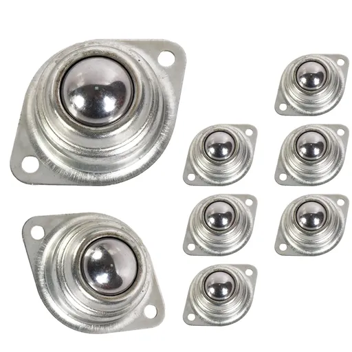 1” Rolling Ball Transfers 8 pcs, Universal Transfer Bearings of 400 Lbs Load Capacity, Two-Hole Flange Mounted Roller Bearings for Conveyor Transmission Furniture Wheelchair