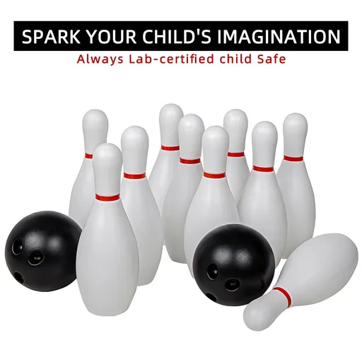 Large Size Thickened Kids Bowling Set, Indoor and Outdoor Sports, Family Sports Games, Plastic Bowling Set,(10 Bottles, 2 Balls)