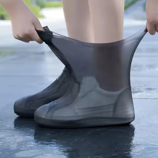 Overshoes - 1 Pair - Waterproof Silicone Overshoes - Reusable, Non-slip, Suitable for Outdoor Activities (Black - Size L)